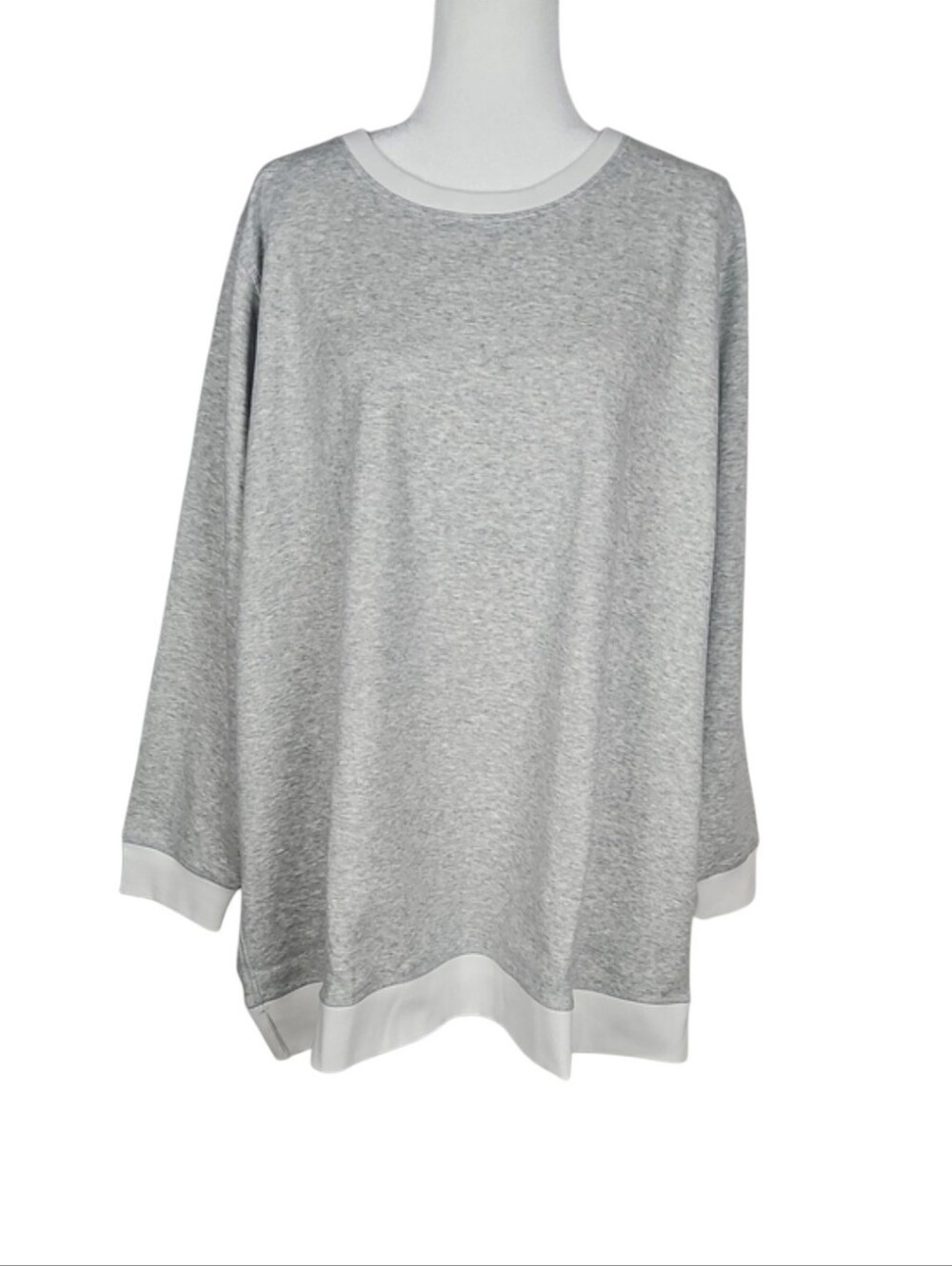Lands End Serious Sweats Oversized Crewneck Sweatshirt Gray Plus Size 3X 24W-26W